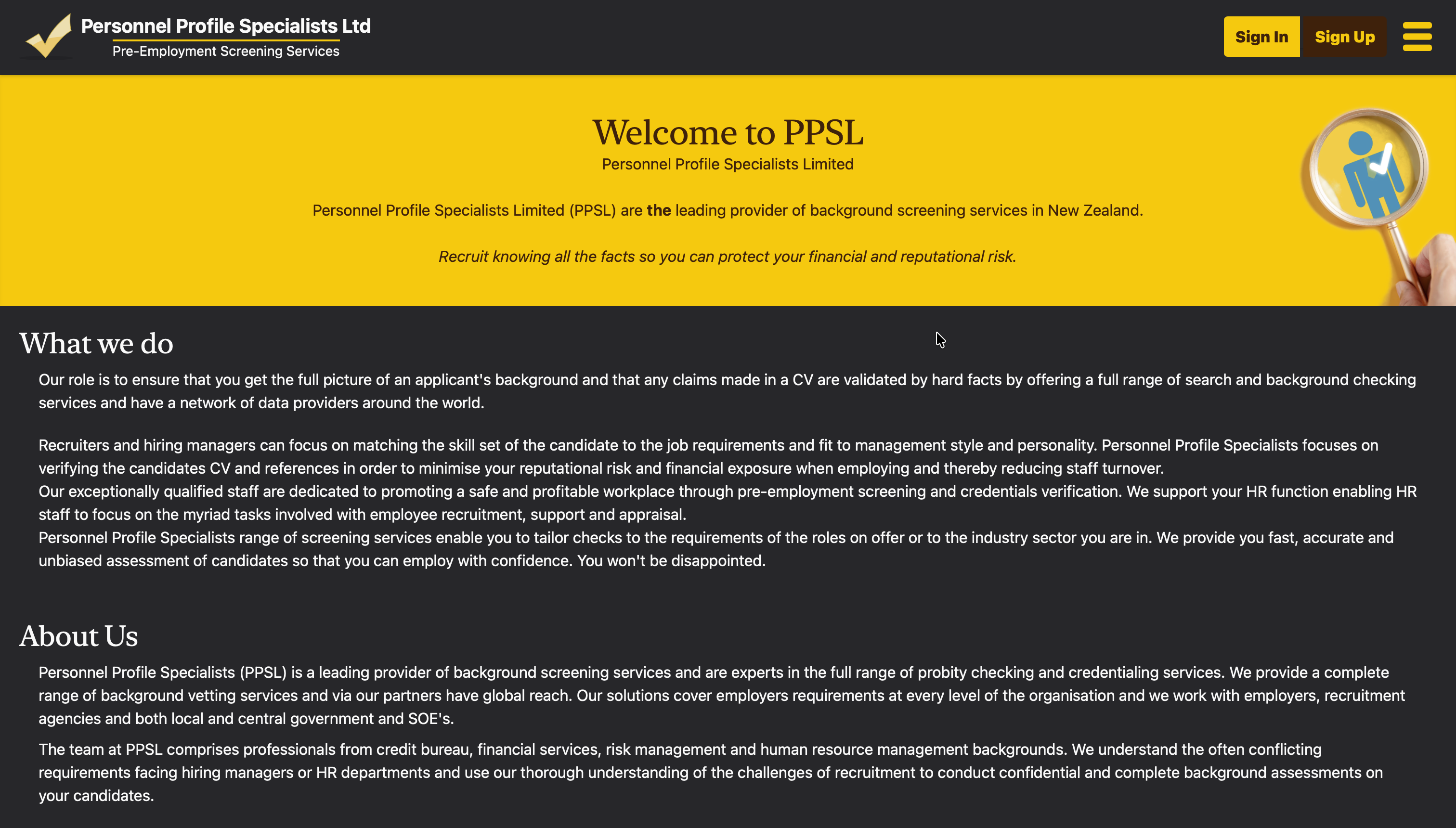 The homepage of ppsl.nz